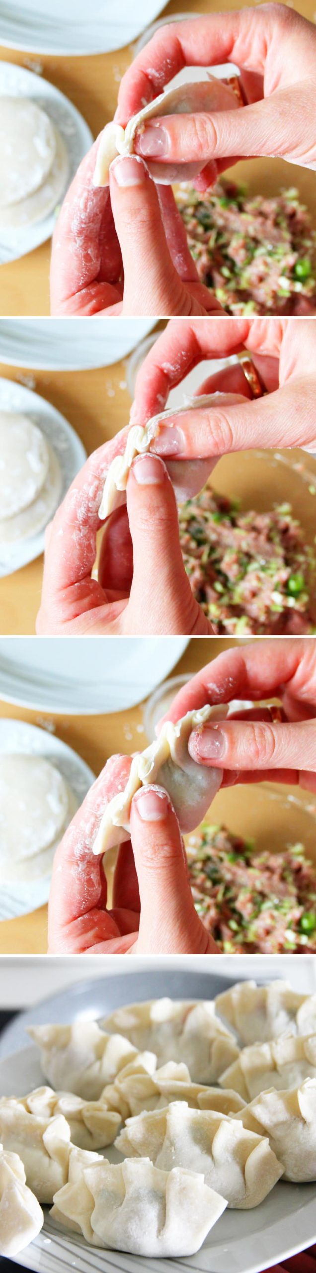 Gyoza mit Dip Schritt 8 Füllen und Formen