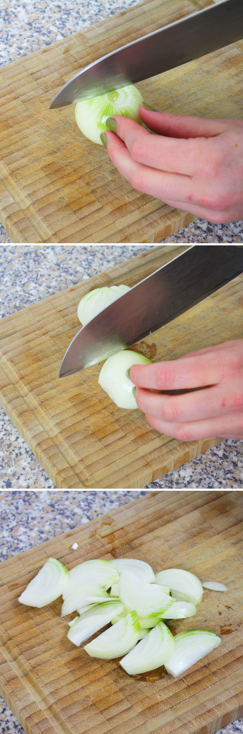 Gyudon Schritt 3 Zwiebel schneiden