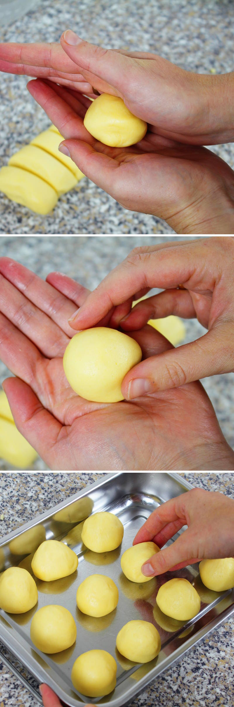 Melonpan Schritt 10 Biskuitteig formen