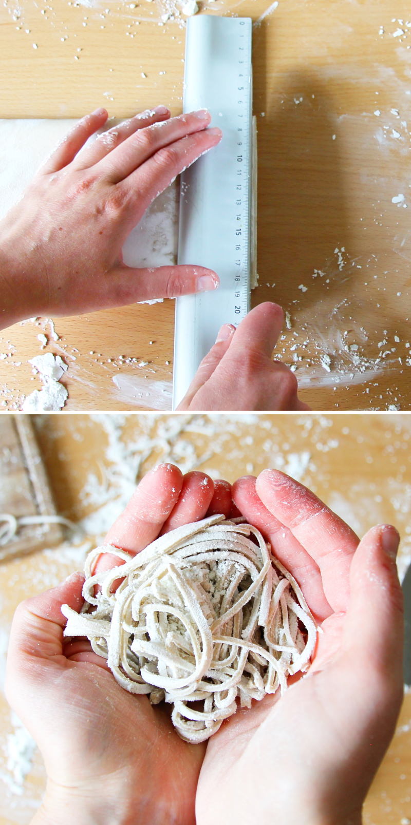 Soba Nudeln selbst machen Schritt 8 Nudeln schneiden