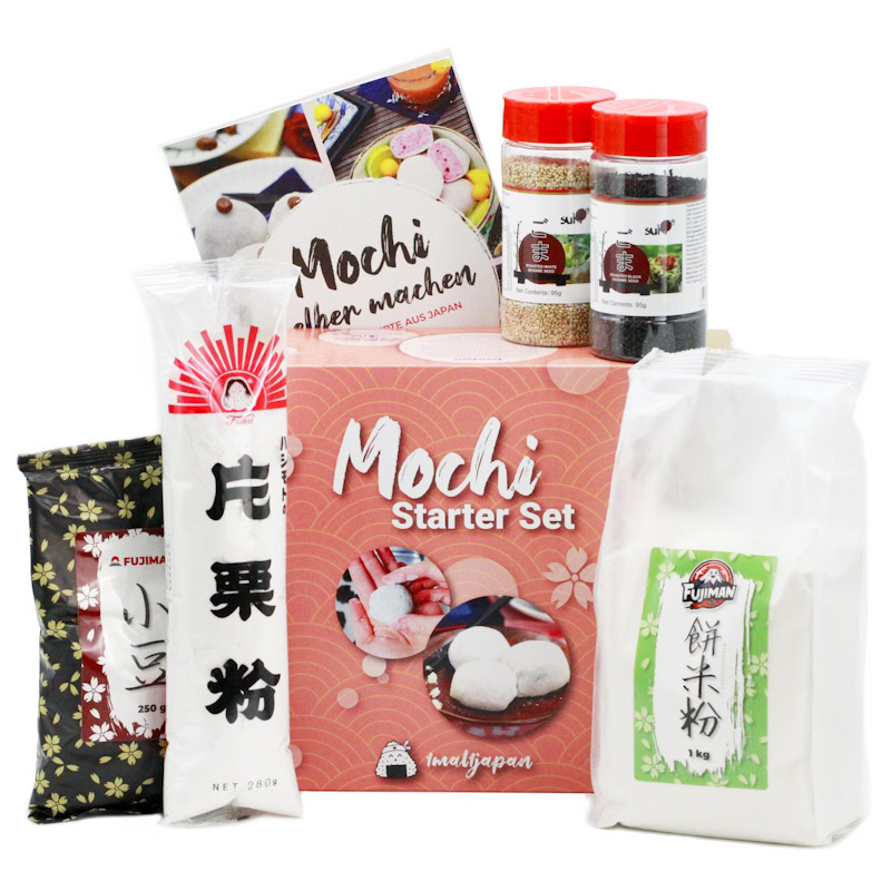 Mochi Starter Set – 6-tlg. Kochset für 4 große Portionen Klebreiskuchen, inkl. Rezeptheft | glutenfrei & vegan