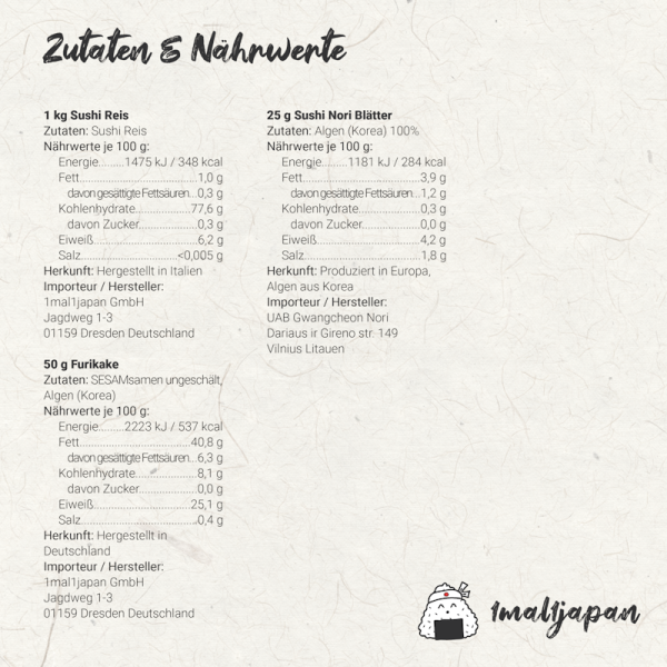 Onigiri Kochbox Zutaten und Nährwerte