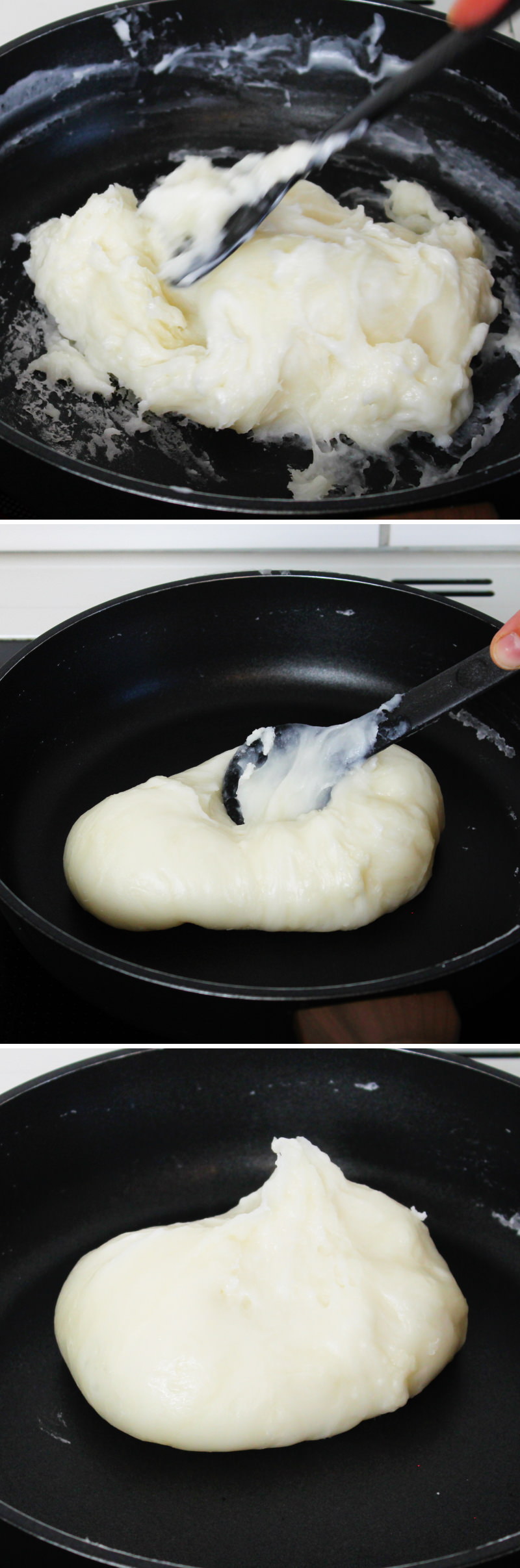 Mochi Teig Schritt 4 Zubereitung in der Pfanne