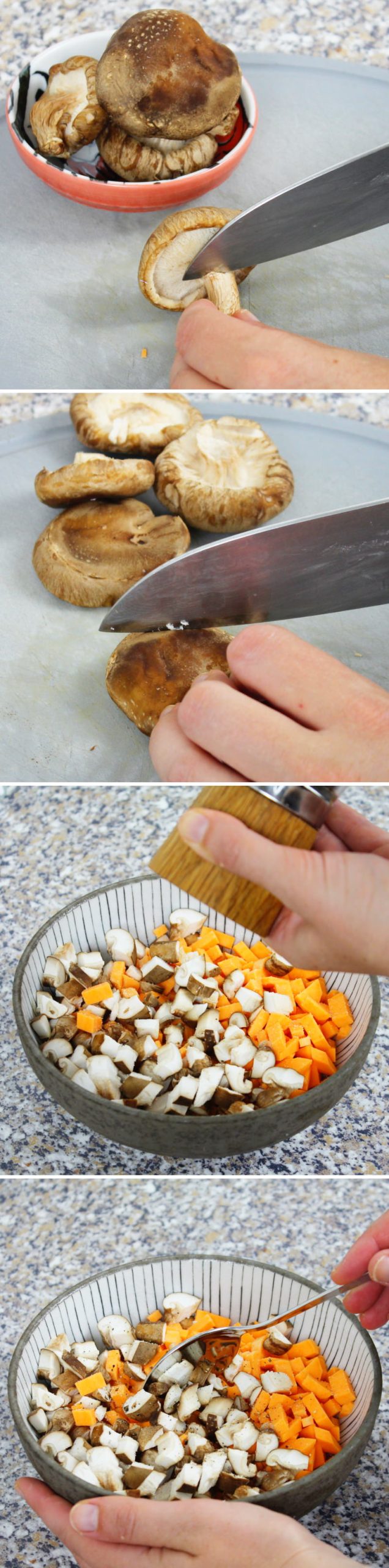 Onigiri mit Shiitake Schritt 3 Shiitake schneiden und würzen