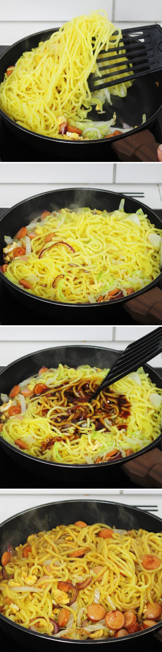 Yakisoba Pan Schritt 9 mit Sauce würzen