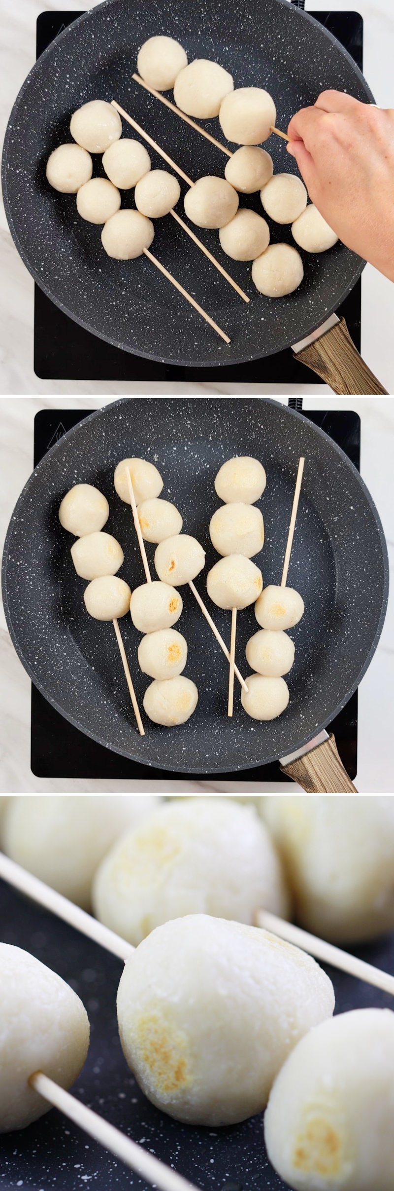 Tofu Dango Schritt 12 Spieße braten