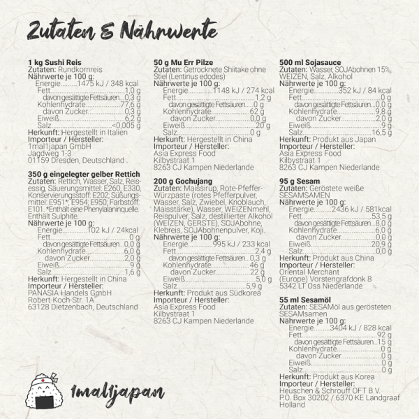 Bibimbap Kochset Zutaten und Nährwerte komp